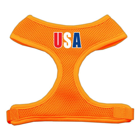 USA Star Screen Print Soft Mesh Harness Orange Medium