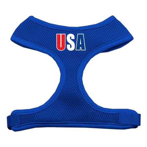 USA Star Screen Print Soft Mesh Harness Blue Small