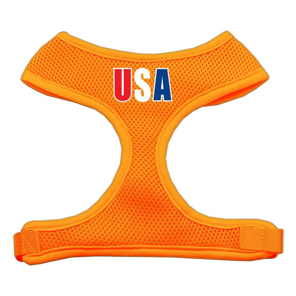 USA Star Screen Print Soft Mesh Harness Orange Extra Large