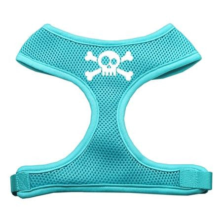 Skull Crossbones Screen Print Soft Mesh Harness Aqua Large