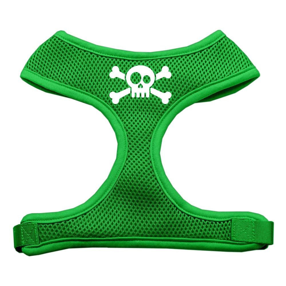 Skull Crossbones Screen Print Soft Mesh Harness Emerald Green Large