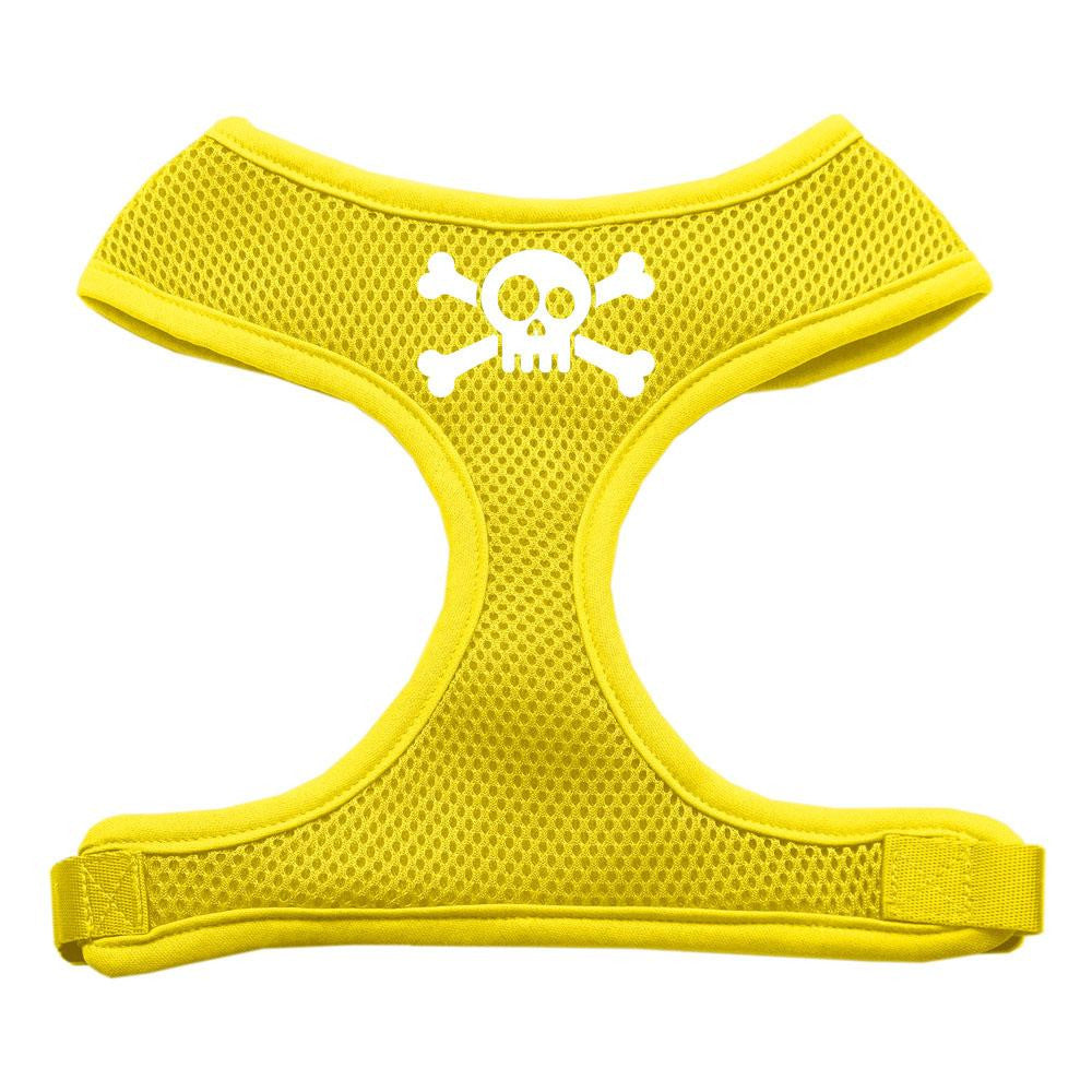 Skull Crossbones Screen Print Soft Mesh Harness Yellow Large