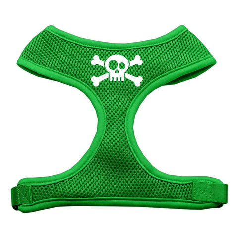 Skull Crossbones Screen Print Soft Mesh Harness Emerald Green Small