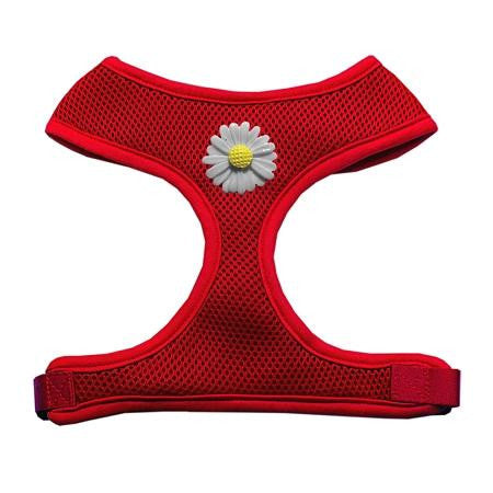 White Daisies Chipper Red Harness Large