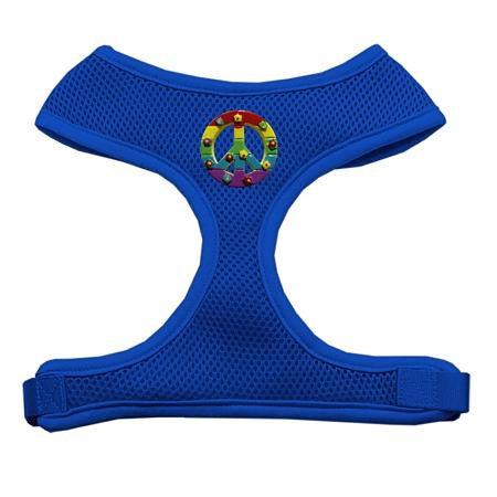 Rainbow Peace Sign Chipper Blue Harness Medium