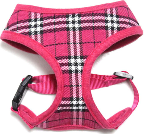 Plaid Mesh Pet Harness Bright Pink Large