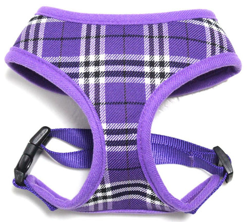 Plaid Mesh Pet Harness Purple Large