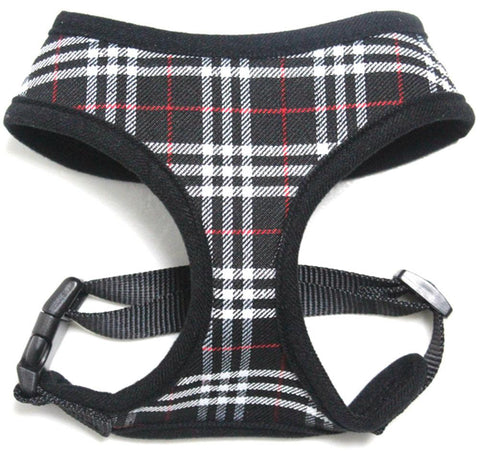 Plaid Mesh Pet Harness Black X-Large