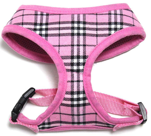 Plaid Mesh Pet Harness Light Pink X-Large