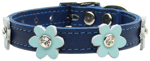 Flower Leather Blue w- Baby Blue Flowers 10