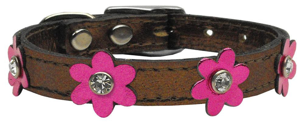 Flower Leather Bronze w- Mtl Pink Flowers 10