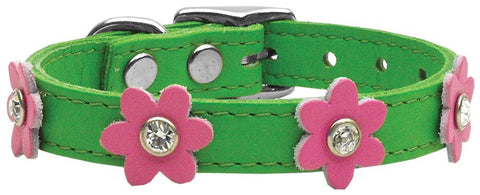 Flower Leather Emerald Green w- Pink Flowers 10