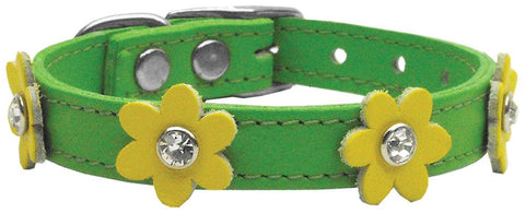 Flower Leather Emerald Green w- Yellow Flowers 10