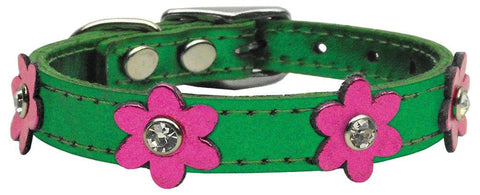 Flower Leather Metallic Emerald Green w- MTL Pk Flowers 10