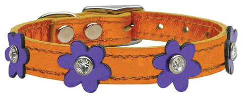 Flower Leather Metallic Apricot w- Metallic Purple Flowers 10