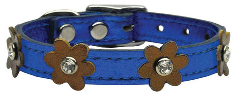 Flower Leather Metallic Blue w- Bronze Flowers 12