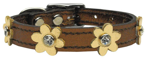 Flower Leather Bronze w- Gold Flowers 12