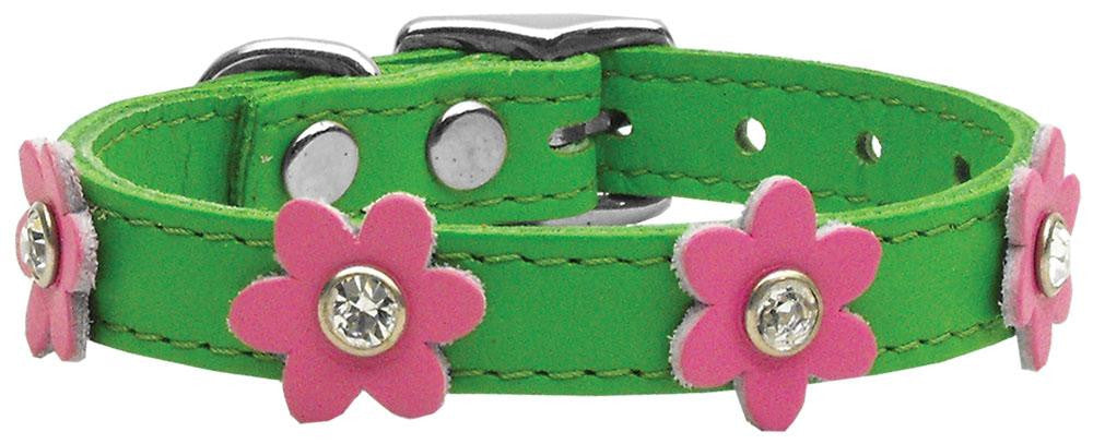 Flower Leather Emerald Green w- Pink Flowers 14