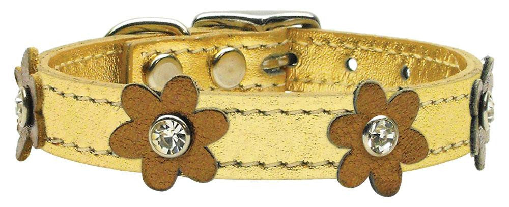 Flower Leather Gold w- Bronze Flowers 14