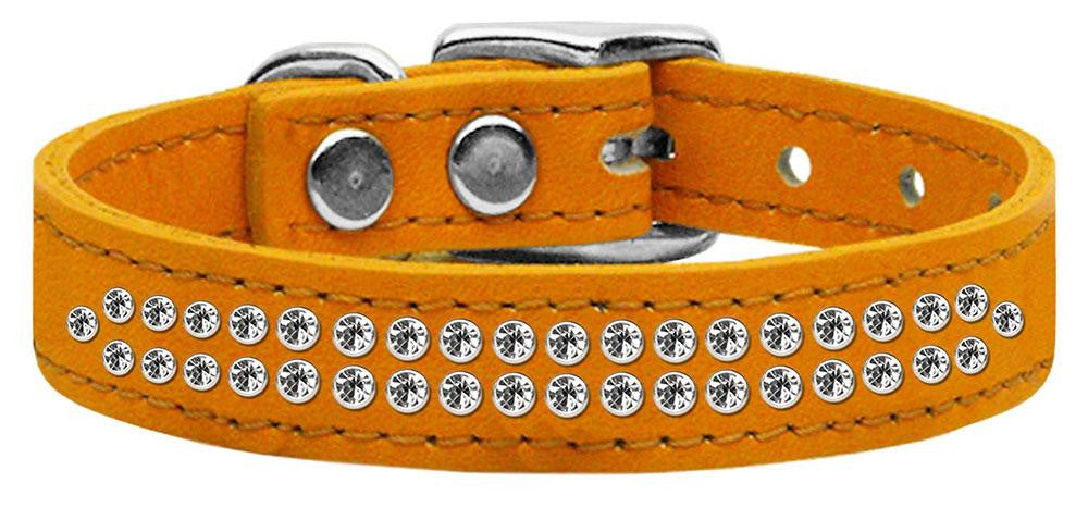 Two Row Clear Jeweled Leather Mandarin 16