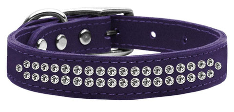 Two Row Clear Jeweled Leather Purple 20