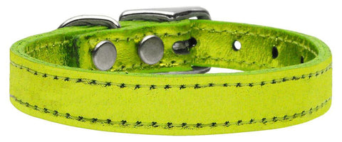 Plain Metallic Leather Lime Green 12