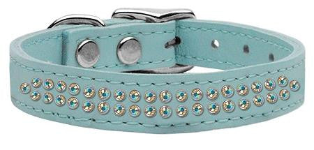 Two Row AB Jeweled Leather Baby Blue 16