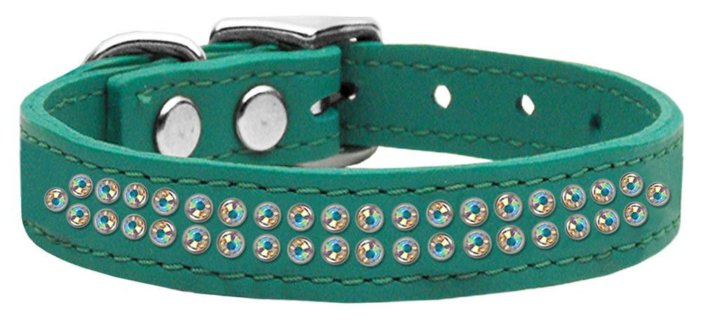 Two Row AB Jeweled Leather Jade 16