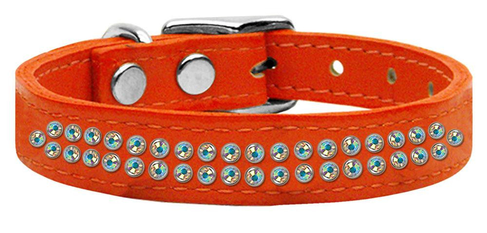 Two Row AB Jeweled Leather Orange 16