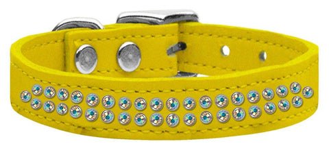 Two Row AB Jeweled Leather Yellow 16