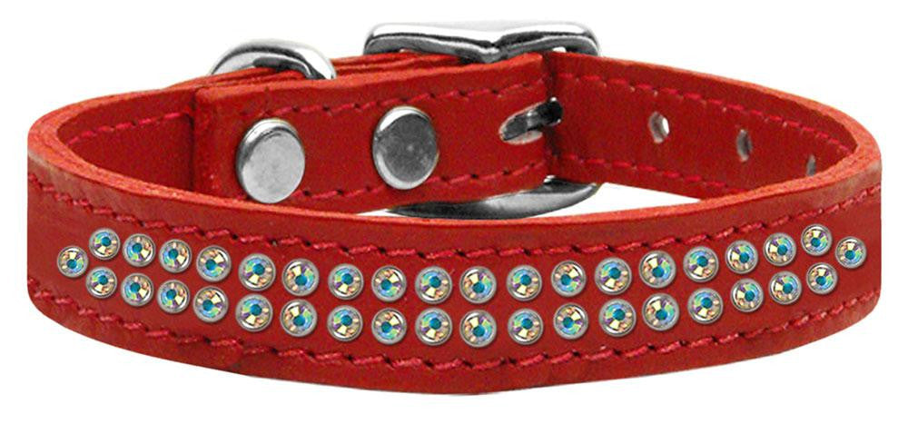 Two Row AB Jeweled Leather Red 20