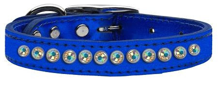 One Row AB Crystal Metallic Leather Blue 12