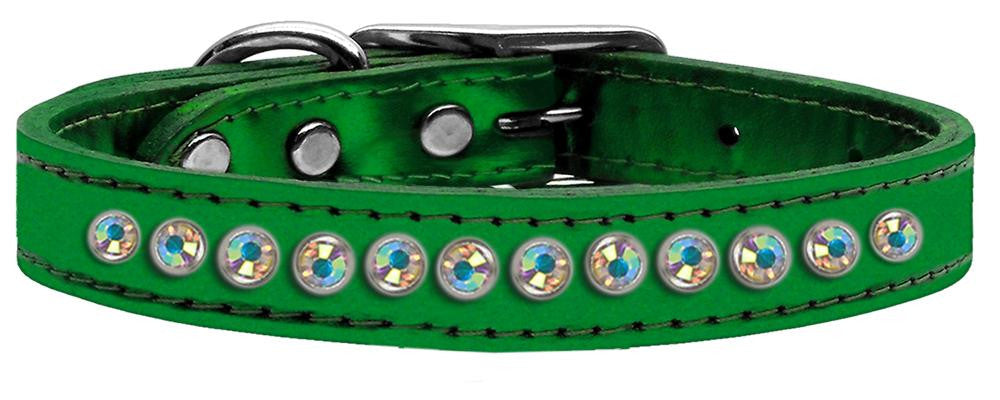 One Row AB Crystal Metallic Leather Emerald Green 12