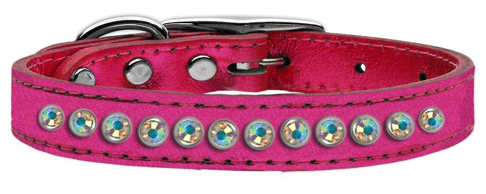 One Row AB Crystal Metallic Leather Pink 12