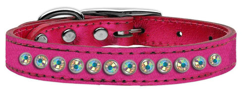 One Row AB Crystal Metallic Leather Pink 12