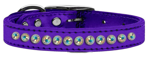 One Row AB Crystal Metallic Leather Purple 12