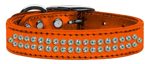 Two Row AB Crystal Metallic Leather Orange 16