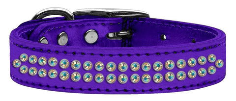 Two Row AB Crystal Metallic Leather Purple 16