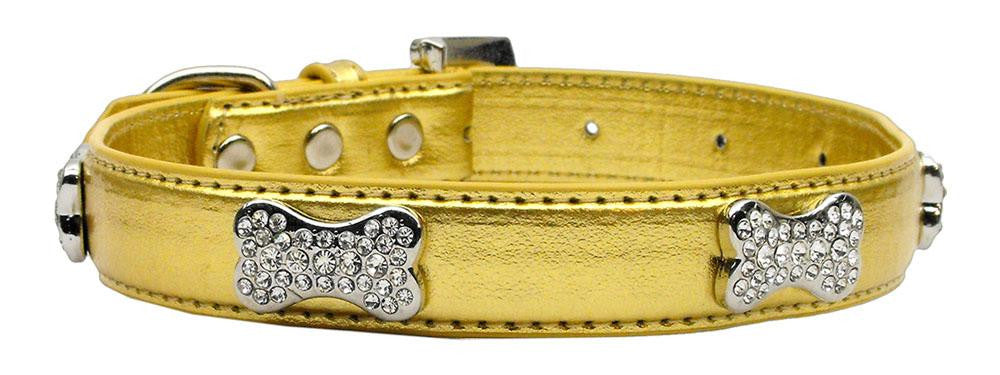 Metallic Crystal Bone Collars Gold Large