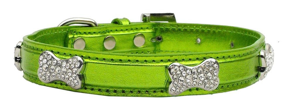 Metallic Crystal Bone Collars Lime Green Large