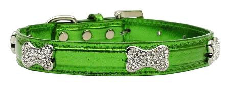 Metallic Crystal Bone Collars Emerald Green Medium