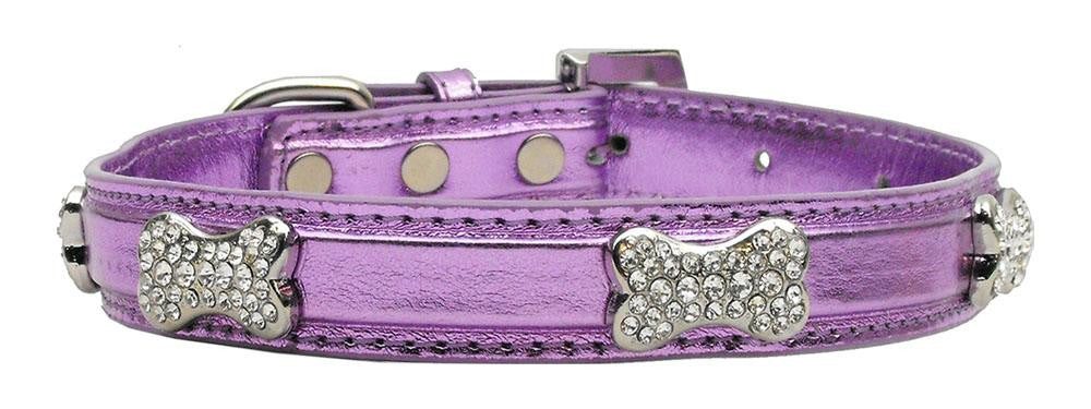 Metallic Crystal Bone Collars Purple Medium