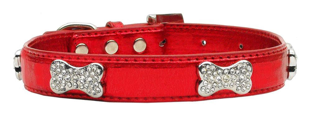 Metallic Crystal Bone Collars Red Medium