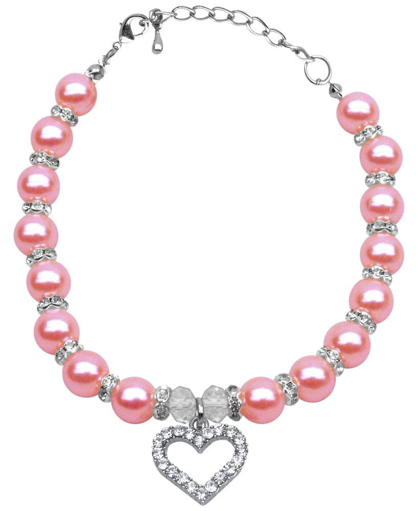 Heart and Pearl Necklace Rose Lg (10-12)