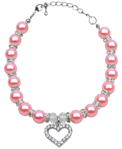 Heart and Pearl Necklace Rose Sm (6-8)