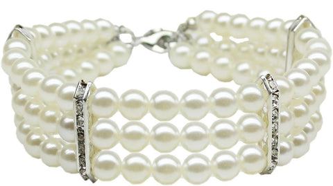 Three Row Pearl Necklace White Lg (12-14)