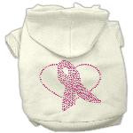 Pink Ribbon Rhinestone Hoodies Cream XS (8)