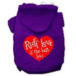 Ruff Love Screen Print Pet Hoodies Purple Size Lg (14)