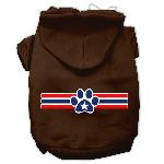 Patriotic Star Paw Screen Print Pet Hoodies Brown Size Med (12)