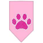 Pink Swiss Dot Paw Screen Print Bandana Light Pink Small